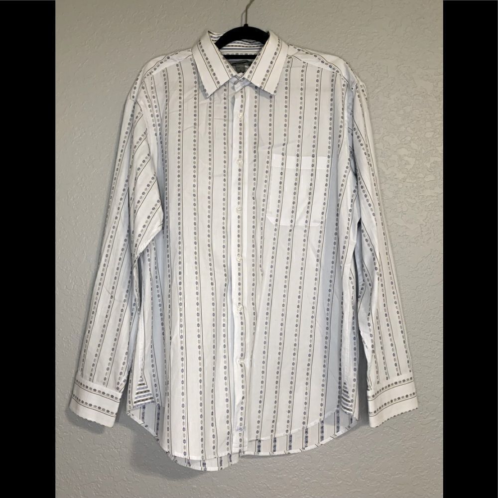 Johnston & Murphy Blue print Button up shirt size XL